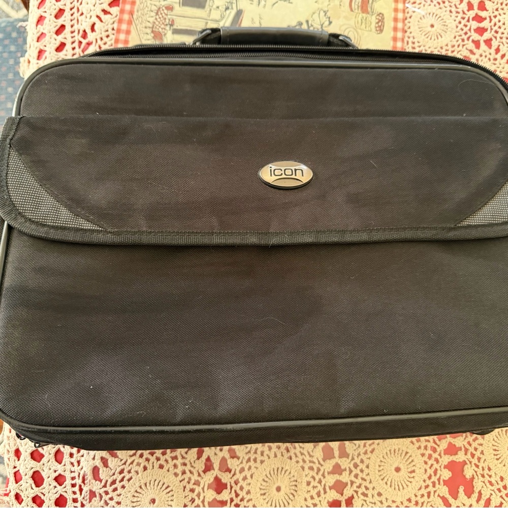 ICON Black Men's Laptop Briefcase with Front Flap Pocket